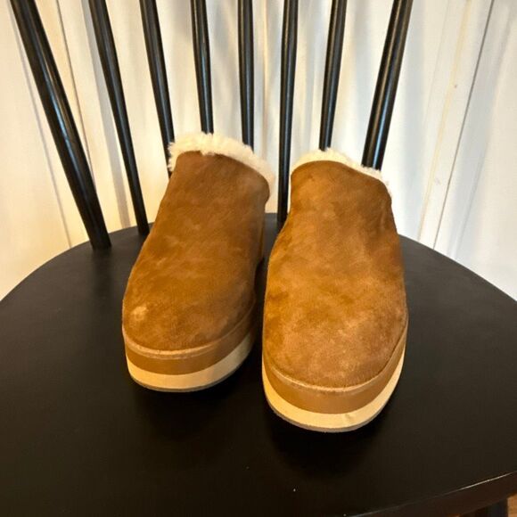 Bernardo Anthropologie sky sherpa lined wooden clogs size 7 - Picture 5 of 12